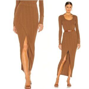 New Ronny Kobo Arroni Knit Ribbed Skirt. Slit Midi Sz Small